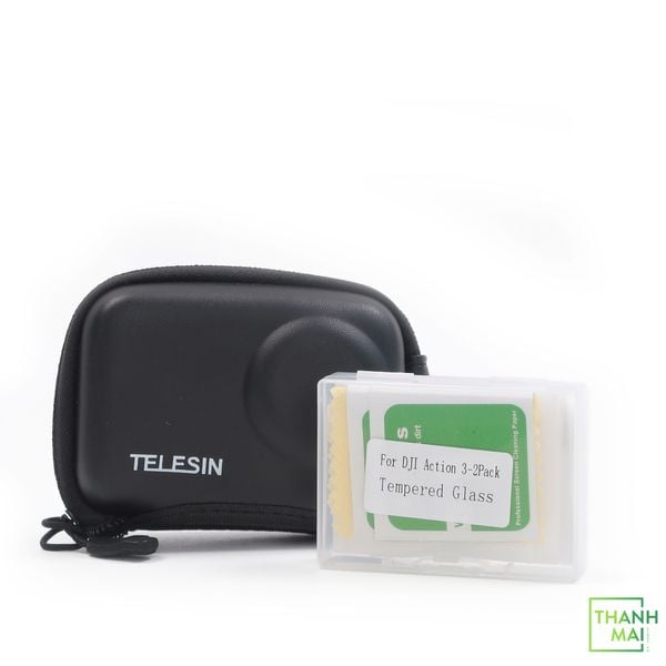 Túi Bảo vệ TELESIN Camera Storage Protective Bag for DJI ACTION 3, 4, Tặng Kèm 2 bộ kính cường Lực
