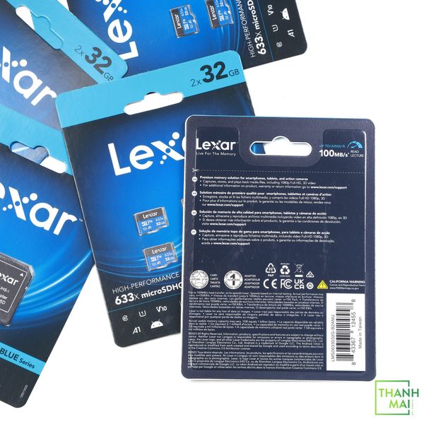 Thẻ Nhớ Lexar High-Performance 633x microSDHC/microSDXC UHS-I 32GB Memory Card 2 Pack | LMS0633032G-B2ANU