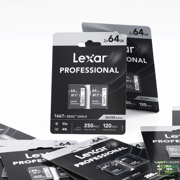 Thẻ Nhớ Lexar Professional SDHC/SDXC 1667x UHS-II 64GB Memory Card 2 Pack ( LSD64GCBNA16672 )