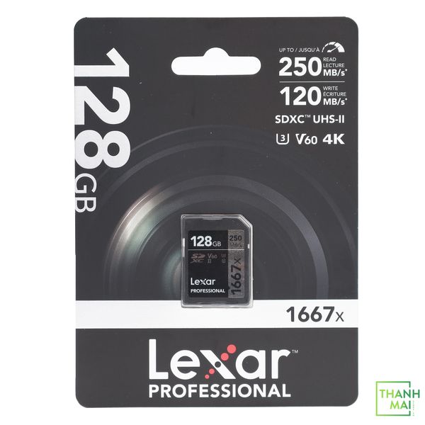 Thẻ nhớ SD 128GB Lexar Professional 1667x UHS-II V60 250/120 MBs ( LSD128CBNA1667 )