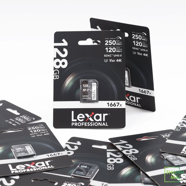 Thẻ nhớ SD 128GB Lexar Professional 1667x UHS-II V60 250/120 MBs ( LSD128CBNA1667 )