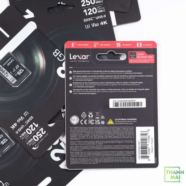Thẻ nhớ SD 128GB Lexar Professional 1667x UHS-II V60 250/120 MBs ( LSD128CBNA1667 )