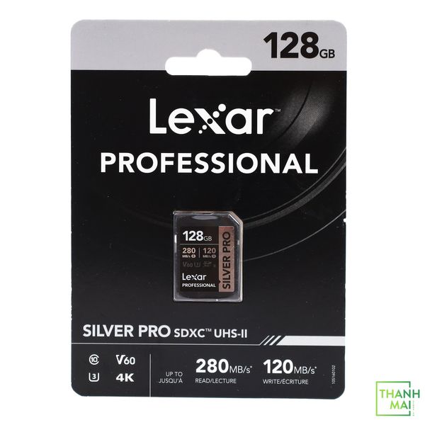 Thẻ Nhớ Lexar 128GB Professional SILVER PRO SDXC UHS-II Card Delivers Up To 280MB/S Read And 120MB/S | LSDSIPR128G-BNNNU
