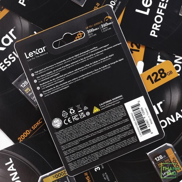 Thẻ nhớ SD 128GB Lexar Professional 2000x UHS-II V90 300/260 MBs (LSD2000128G-BNNNU)
