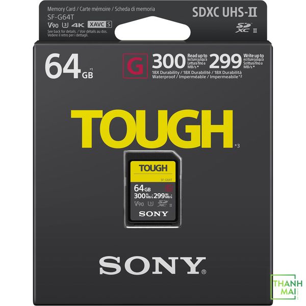 Thẻ nhớ Sony SF-G Tough UHS-II SDHC 64GB (SF-G64T/T1) | Chính Hãng