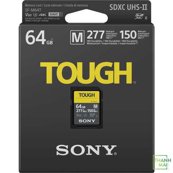 Thẻ nhớ SDXC Sony Tough 64GB 277Mb/150Mb/s (SF-M64T) | Chính Hãng
