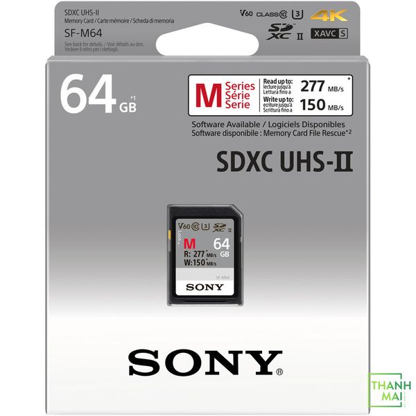 Thẻ Nhớ Sony 64GB SDXC UHS-II 277MB/150MB/S ( SF-M64/T2 ) | Chính Hãng