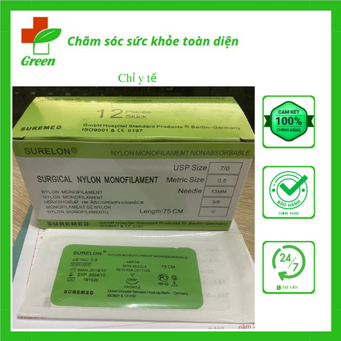  Chỉ phẫu thuật Nylon surelon 1,2,3,4,5,6.7 (Hộp 12 sợi) 