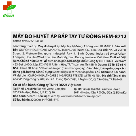  Máy đo huyết áp bắp tay Omron Hem 8712, thông dụng - Giá tốt 