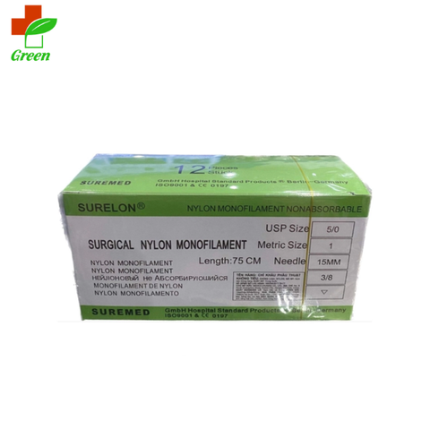  Chỉ phẫu thuật Nylon surelon 1,2,3,4,5,6.7 (Hộp 12 sợi) 