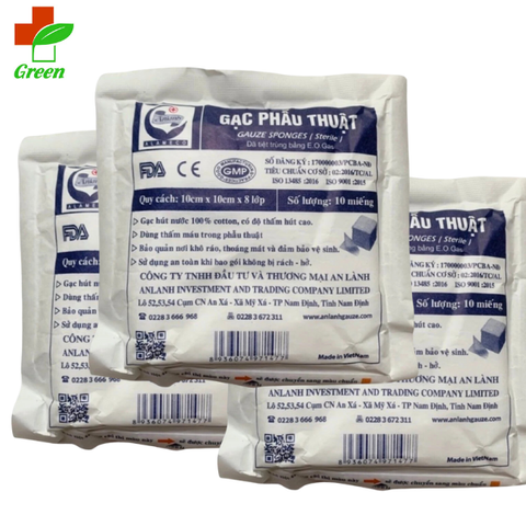 Gạc phẫu thuật an lành 10x10x8 (10 miếng) 
