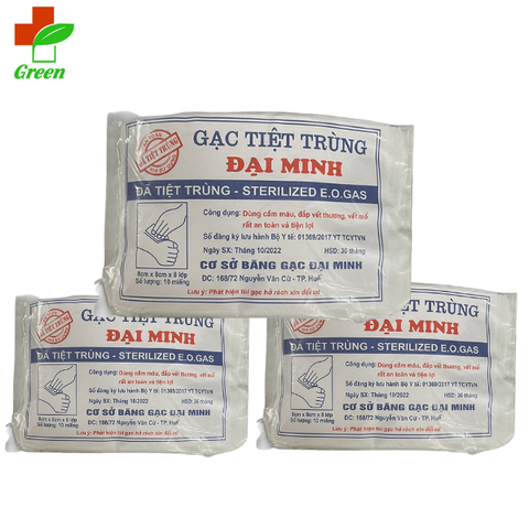  Gạc tiệt trùng Đại Minh 8x8x8 lớp (Túi 20 gói) 