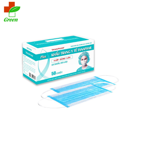  Khẩu Trang Y Tế Kháng Khuẩn Tanaphar Plus 4 Lớp (Hộp 50 Cái) 
