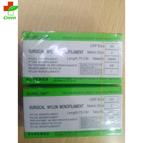  Chỉ phẫu thuật Nylon surelon 1,2,3,4,5,6.7 (Hộp 12 sợi) 