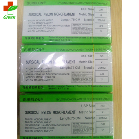  Chỉ phẫu thuật Nylon surelon 1,2,3,4,5,6.7 (Hộp 12 sợi) 