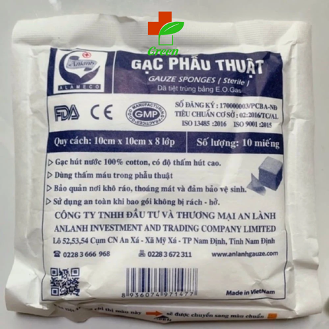  Gạc phẫu thuật an lành 10x10x8 (10 miếng) 