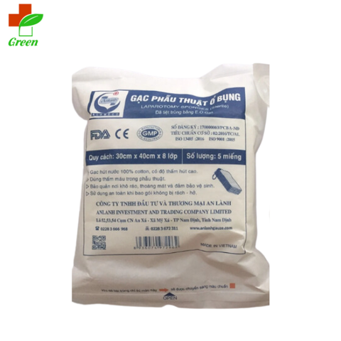  Gạc phẫu thuật ổ bụng 30x40x8 lớp 