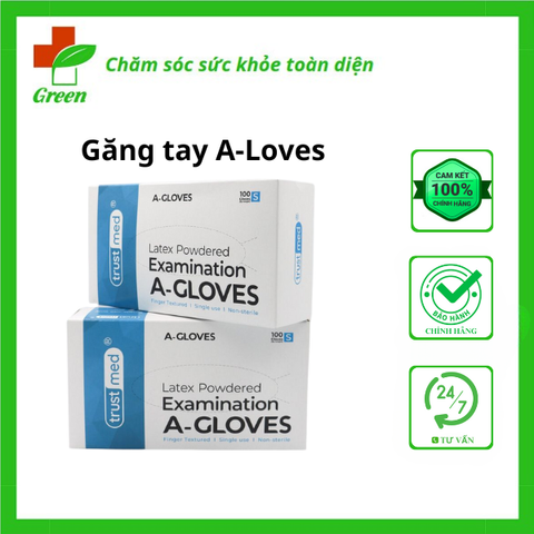  Găng tay y tế có bột A-Gloves Trustmed (Hộp 100 chiếc) 