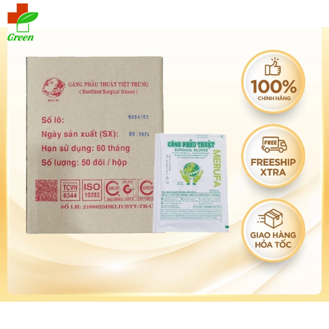  Găng tay phẫu thuật tiệt trùng Merufa các số 