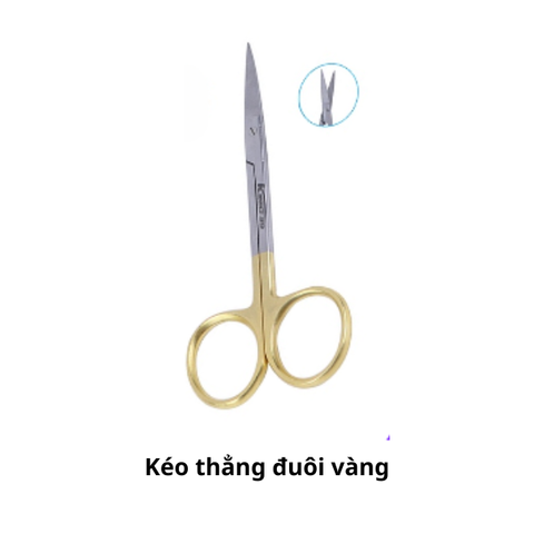  Kéo y tế phẫu thuật chuôi vàng 11 cm 