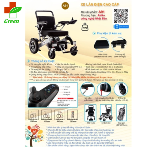  Xe lăn điện Akiko A91 siêu nhẹ - Giá tốt 2024 