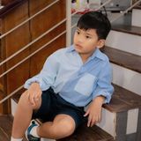  Áo sơ mi bé trai phối màu thiết kế Cutekids 