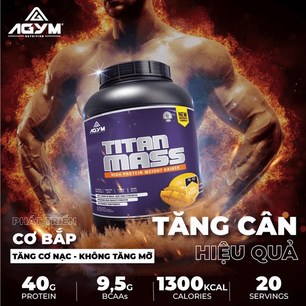  Titan Mass Weight Mass Gainer Hũ 2kg - Sữa Tăng Cân và Cơ Nạc Cao Cấp 