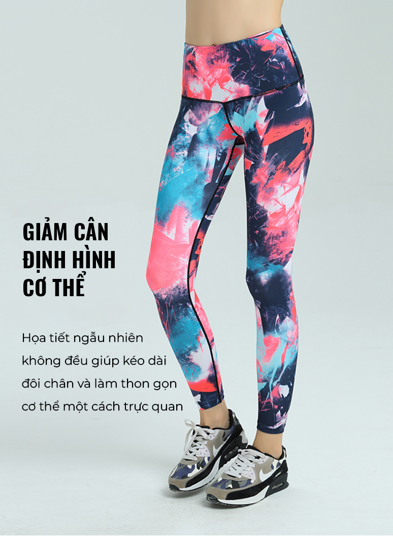  Quần Dài Chạy Bộ Nữ RunTiger 3754E - Màu Xanh Cam Hồng 