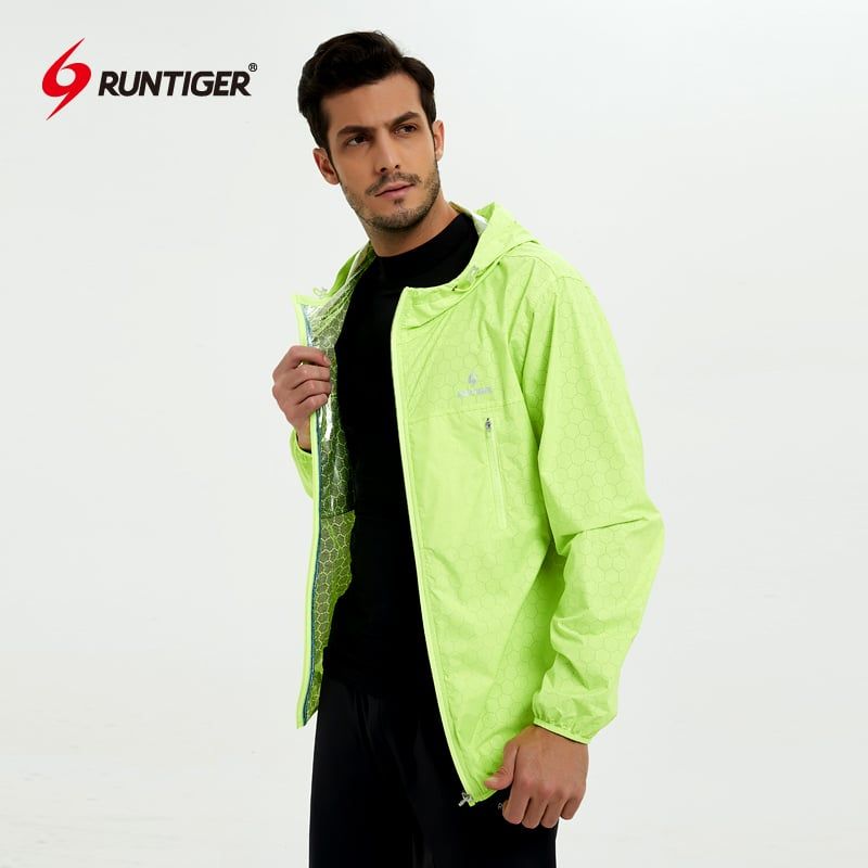  Áo Khoác Chạy Bộ Nam RunTiger 767 - Màu Xanh Neon 