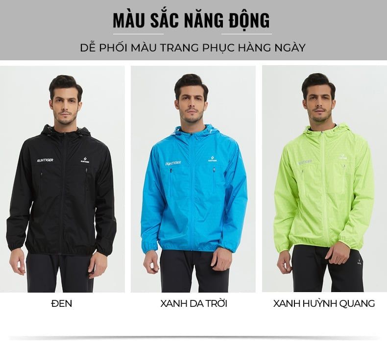  Áo Khoác Chạy Bộ Nam RunTiger 767 - Màu Xanh Neon 
