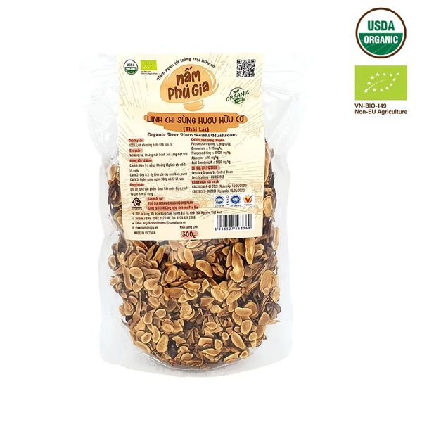  Nấm Linh Chi Sừng Hươu hữu cơ | Thái lát | gói 300g 500g 