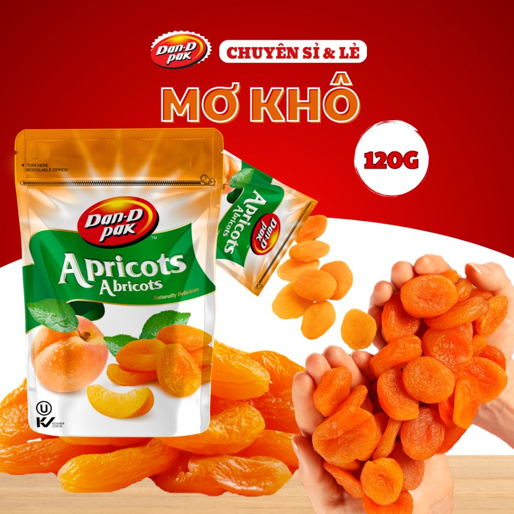 Thùng mơ khô tự nhiên nhập khẩu 380g x 18 hũ, 120g x 12 gói Dan D Pak