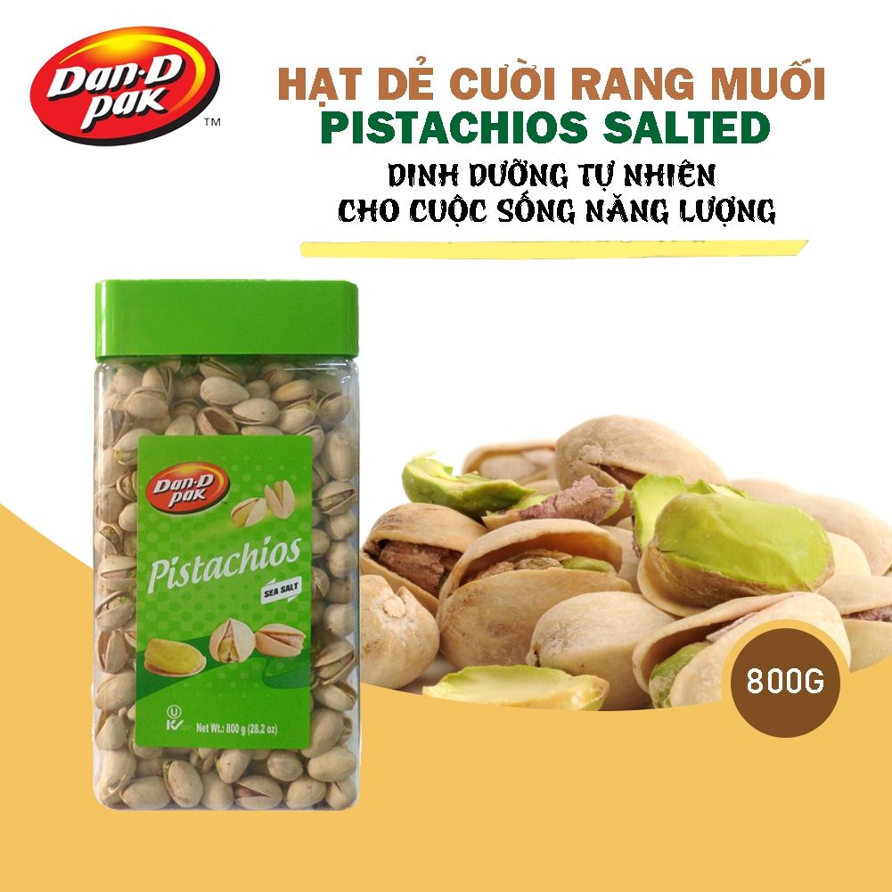 Thùng hạt dẻ cười sấy muối các loại 160g x 10 hũ, 185g x 12 hũ, 380g x 12 hũ, 800g x 8 hũ Dan D Pak