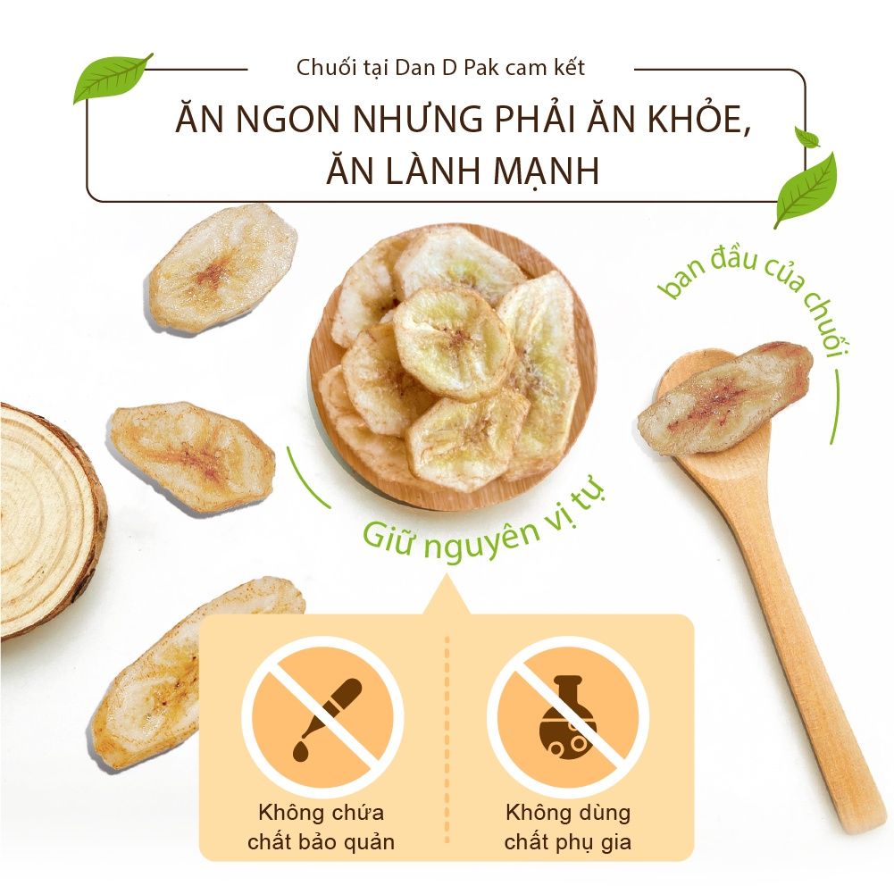 Chuối sấy siêu giòn thơm ngon, bổ sung năng lượng, ăn vặt không tăng cân 170g  và 500g Dan D Pak
