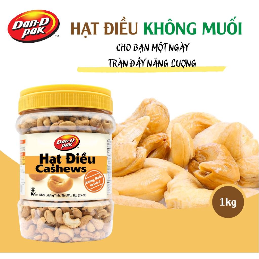 Thùng hạt điều có muối - không muối 1kg x 8 hũ Dan D Pak