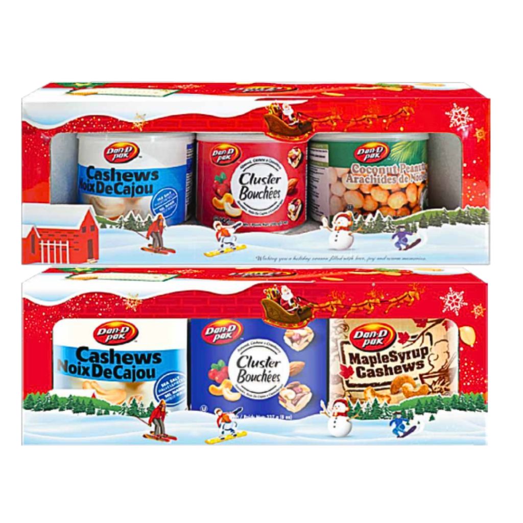 Set hộp quà giáng sinh, quà tặng dành cho người yêu, người thân 3 hộp các vị Holiday Nuts Trio C 627g Dan D Pak