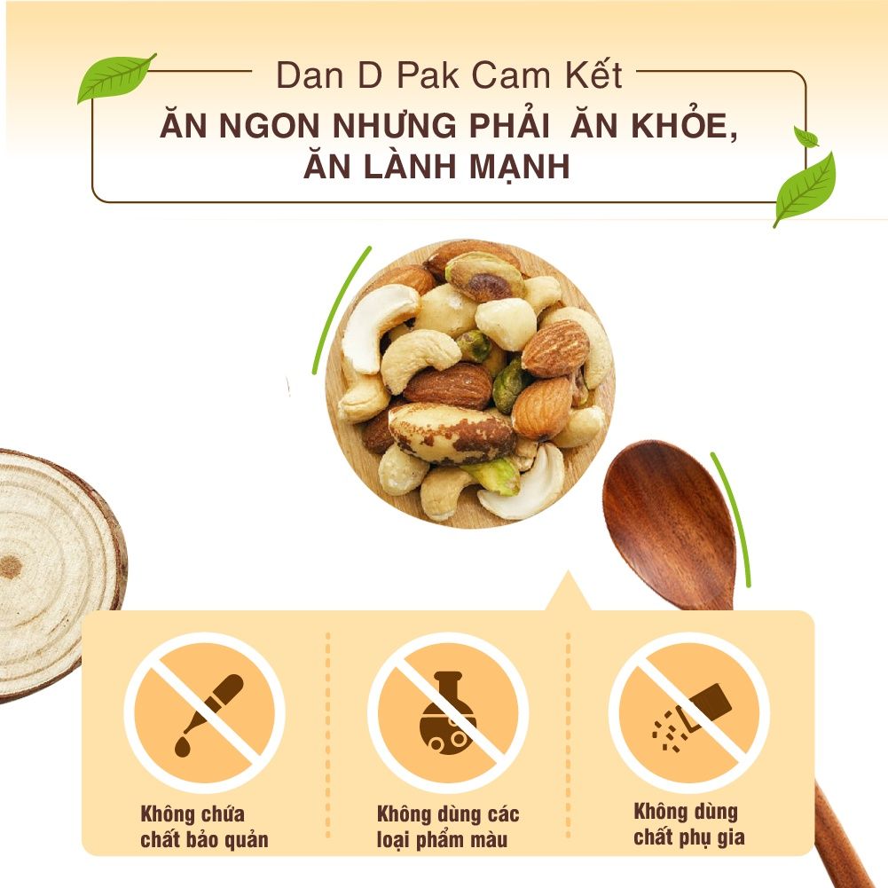 Hạt Thập Cẩm Premium Không Muối Hạt điều, Hạnh nhân, Hạt ba tây, Hạt macadamia, Hạt dẻ, Dầu thực vật 215g Dan D Pak