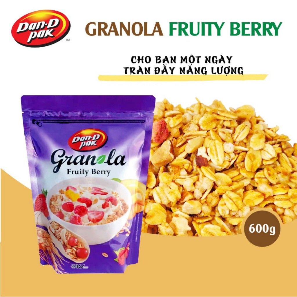 Thùng hạt ngũ cốc Granola trái cây 350g x 12 gói, 600g x 12 gói Dan D Pak