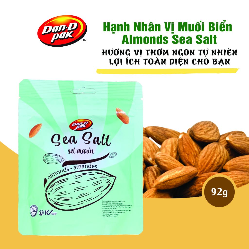 Hạnh Nhân siêu ngon đủ vị bơ, caramel, nước cốt dừa, quế, muối biển giòn rụm, phù hợp với mọi lứa tuổi 85g Dan D Pak