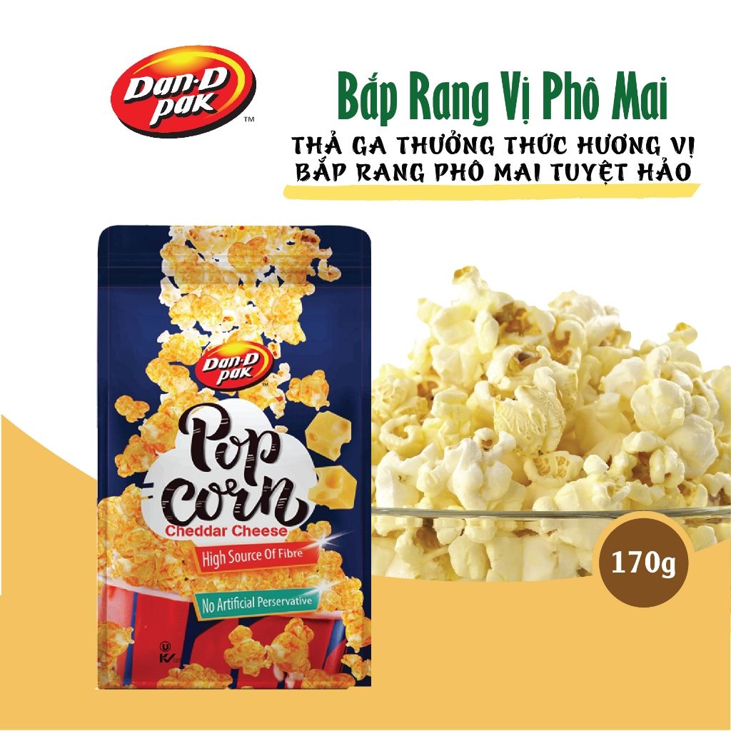 Thùng bắp rang vị phô mai - caramel 170g x 12 gói Dan D Pak