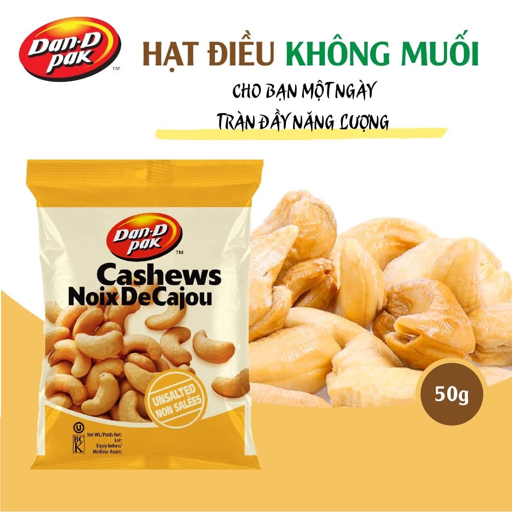Thùng hạt điều không muối 50g x 12 gói Dan D Pak