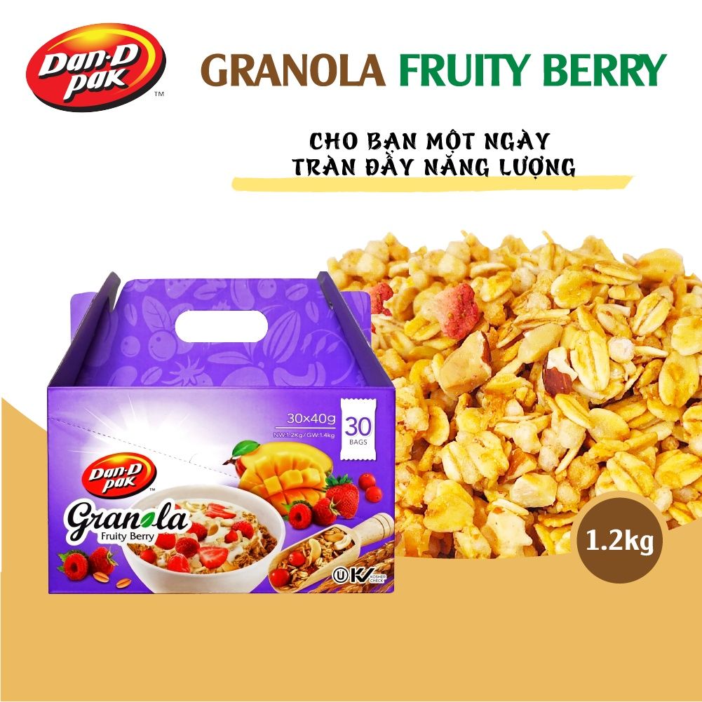 Hộp hạt ngũ cốc Granola Trái cây 40g x 30 túi Dan D Pak