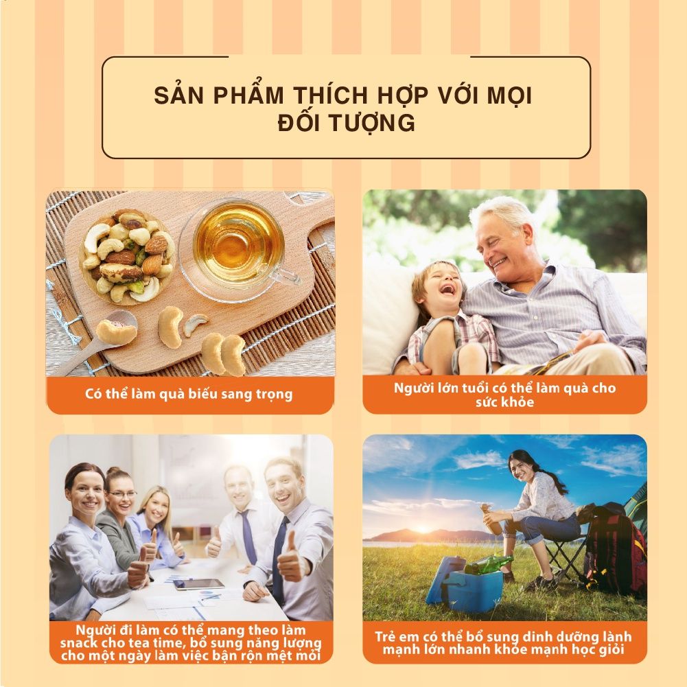 Hạt Thập Cẩm Premium Không Muối Hạt điều, Hạnh nhân, Hạt ba tây, Hạt macadamia, Hạt dẻ, Dầu thực vật 560g Dan D Pak