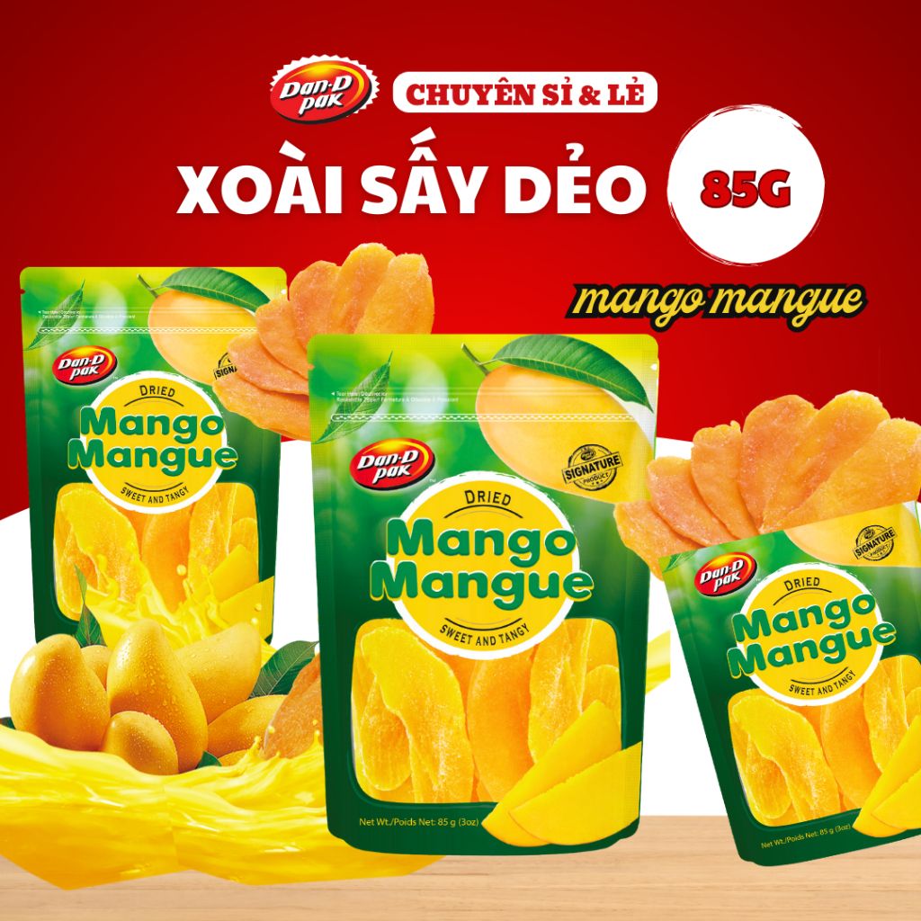 Xoài Sấy Dẻo ăn kiêng không thiếu chất, mệt mỏi, không có bất kỳ chất bảo quản nào khác 200g, 85g  Dan D Pak