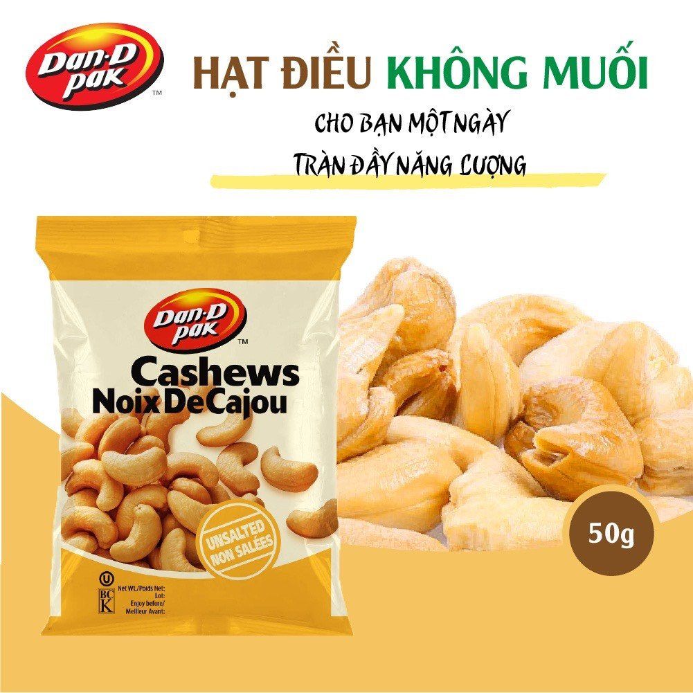Hạt điều muối - không muối 50g Dan D Pak