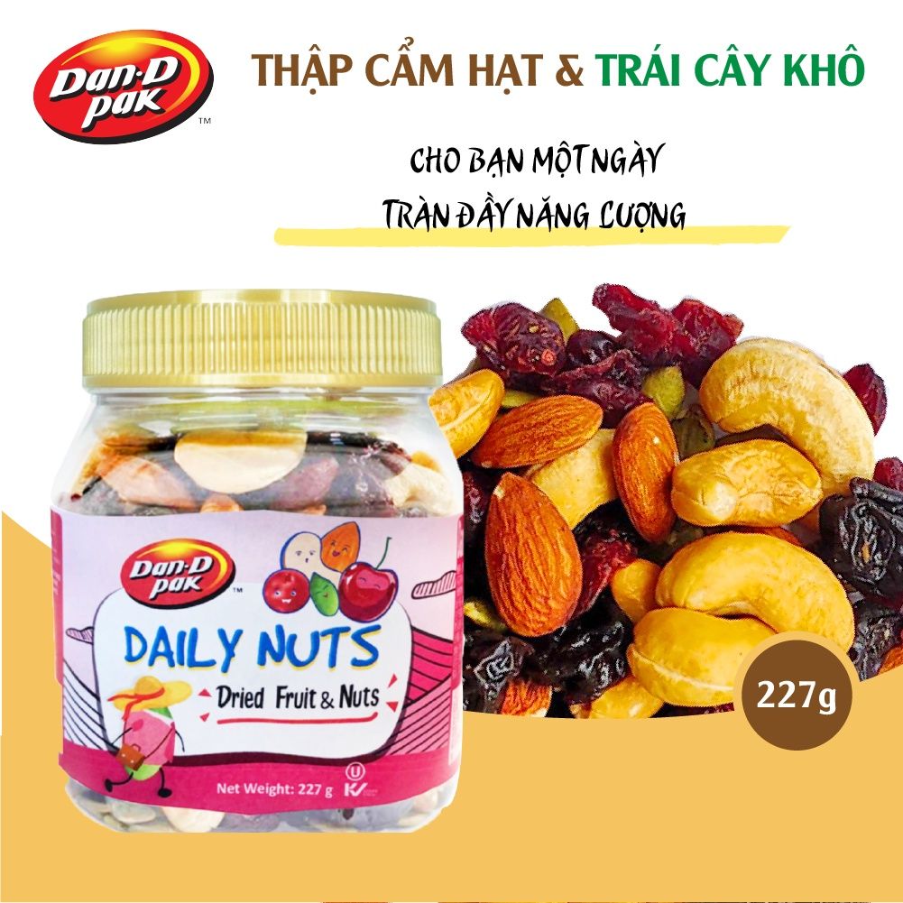 Thập cẩm hạt và trái cây khô Dailynuts Hạt điều, hạnh nhân, hạt bí, nam việt quất, cherry khô 227g Dan D Pak