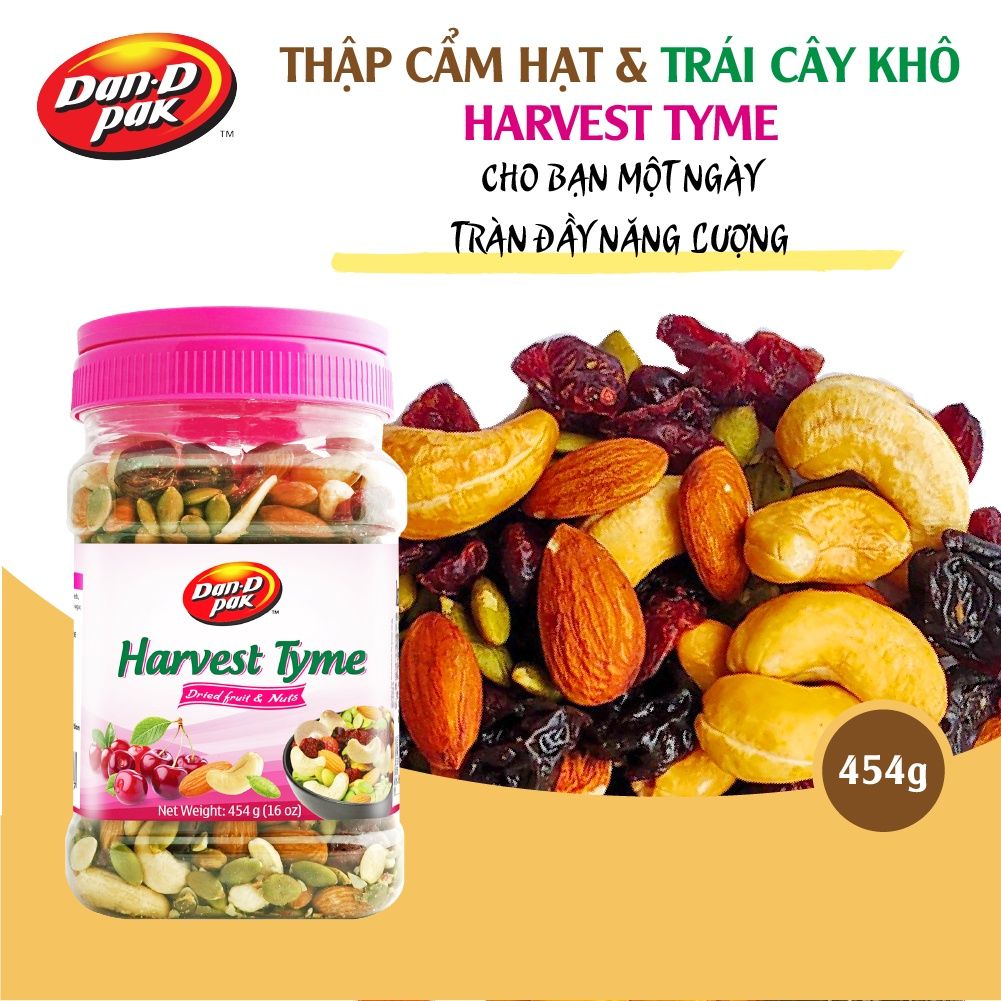 Thập cẩm hạt & Trái cây khô Harvest Tyme Hạt điều, hạnh nhân, hạt bí, nam việt quất, cherry khô 454g Dan D Pak