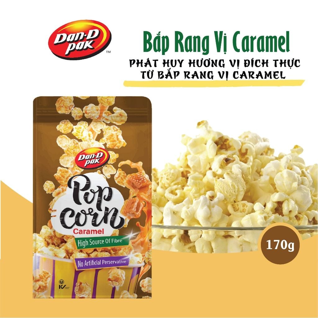 Thùng bắp rang vị phô mai - caramel 170g x 12 gói Dan D Pak