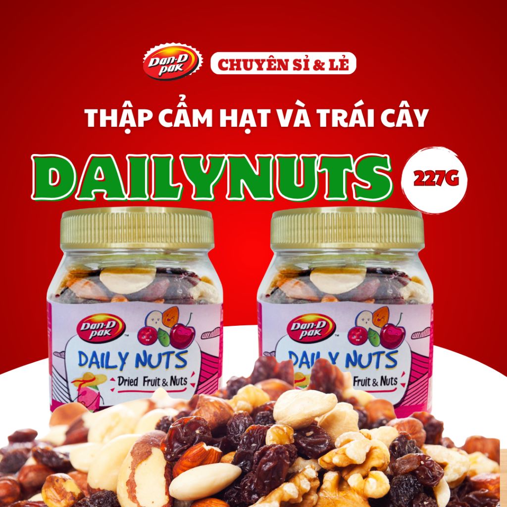 Thập cẩm hạt và trái cây khô Dailynuts Hạt điều, hạnh nhân, hạt bí, nam việt quất, cherry khô 227g Dan D Pak