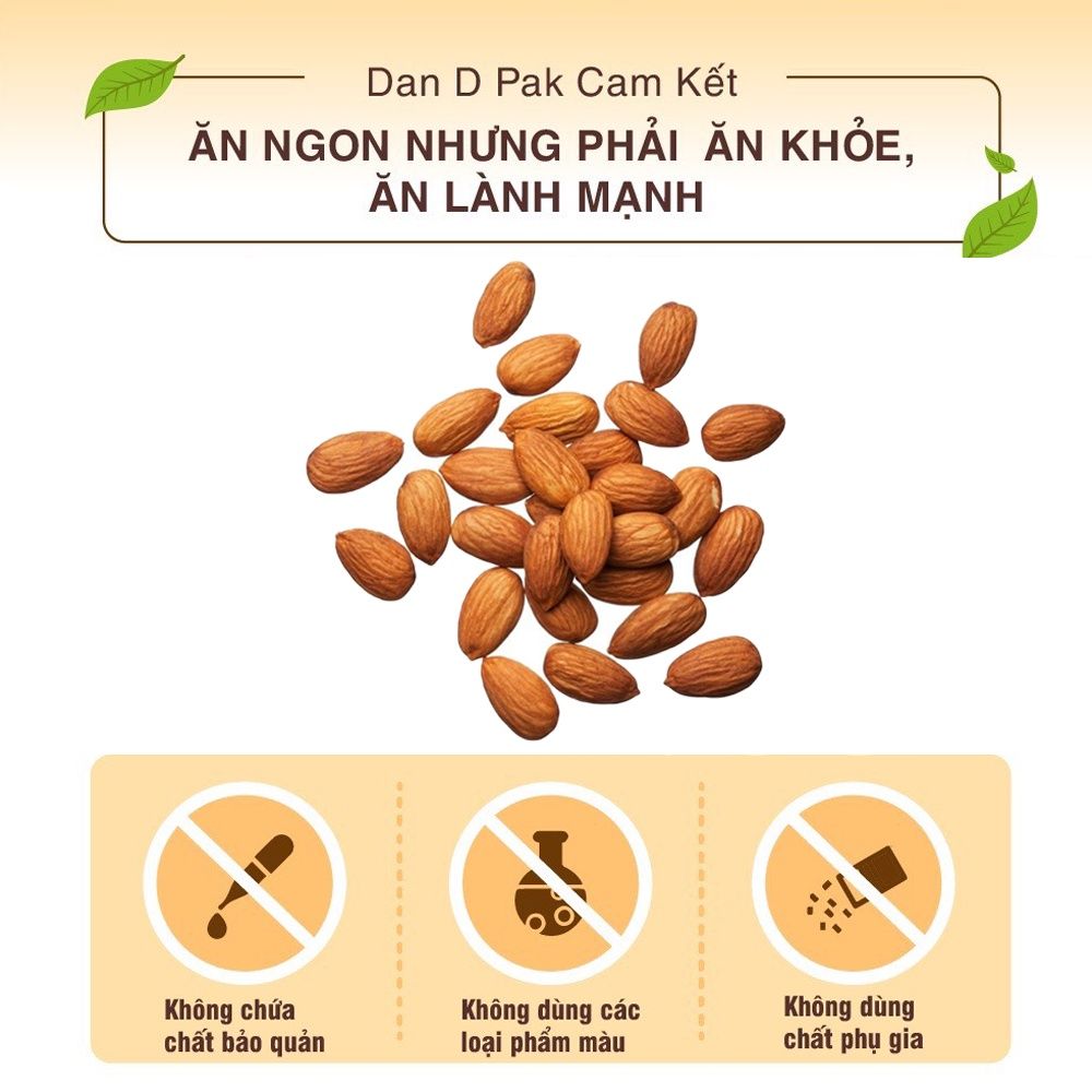 Hạnh nhân sống nhập khẩu Mỹ chế biến các món ăn tốt cho sức khỏe 650g Dan D Pak